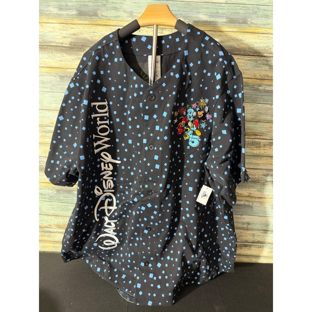 Disney Baseball Jersey XL Black Blue New 2025 Walt Disney World Mickey Mouse
